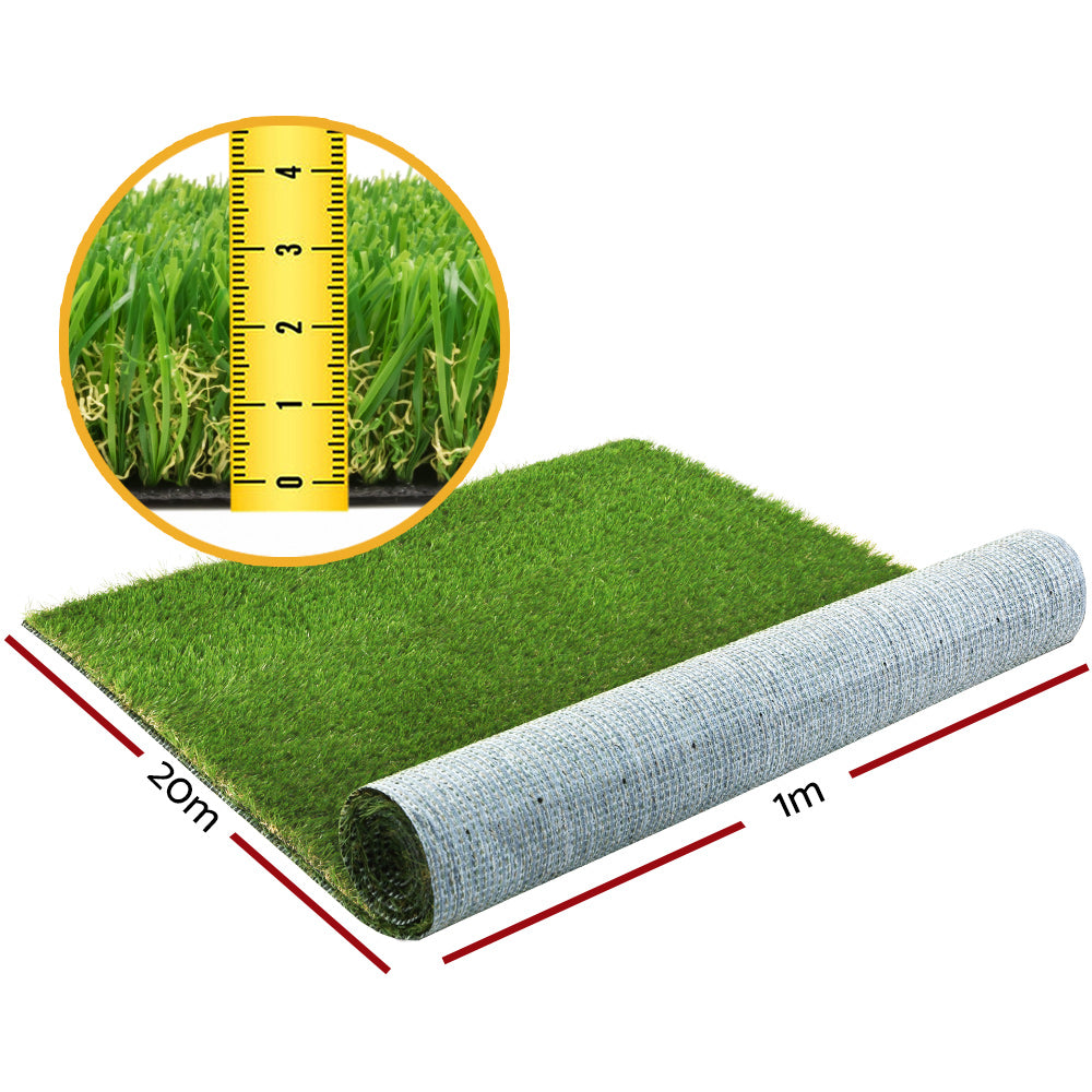 Primeturf Artificial Grass Synthetic 30mm 1mx20m 20sqm Fake Turf Plants Lawn 4-coloured - SILBERSHELL