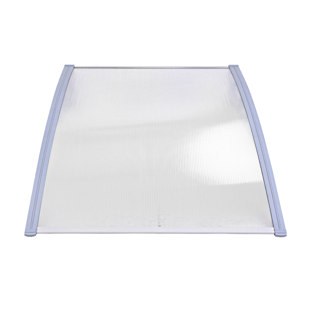 Instahut Window Door Awning Canopy 1.5mx2m Transparent Sheet Grey Plastic Frame - SILBERSHELL