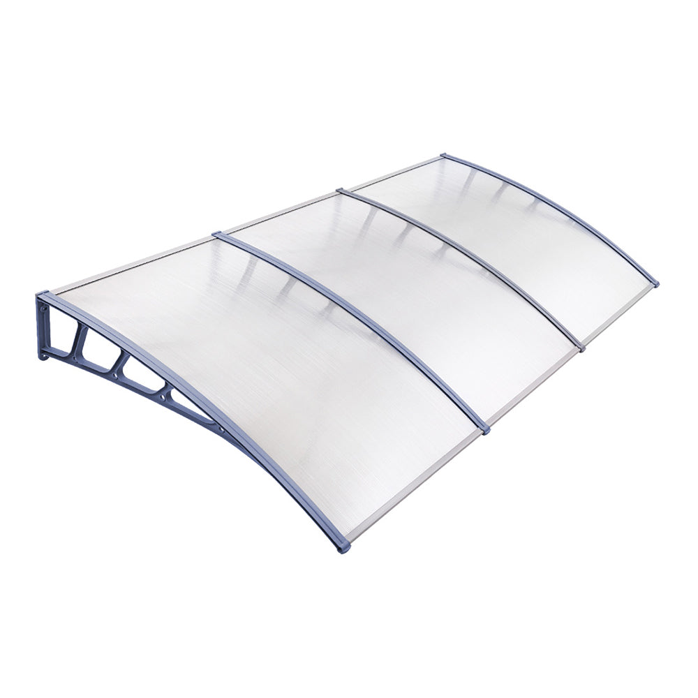 Instahut Window Door Awning Canopy 1.5mx3m Transparent Sheet Grey Plastic Frame - SILBERSHELL