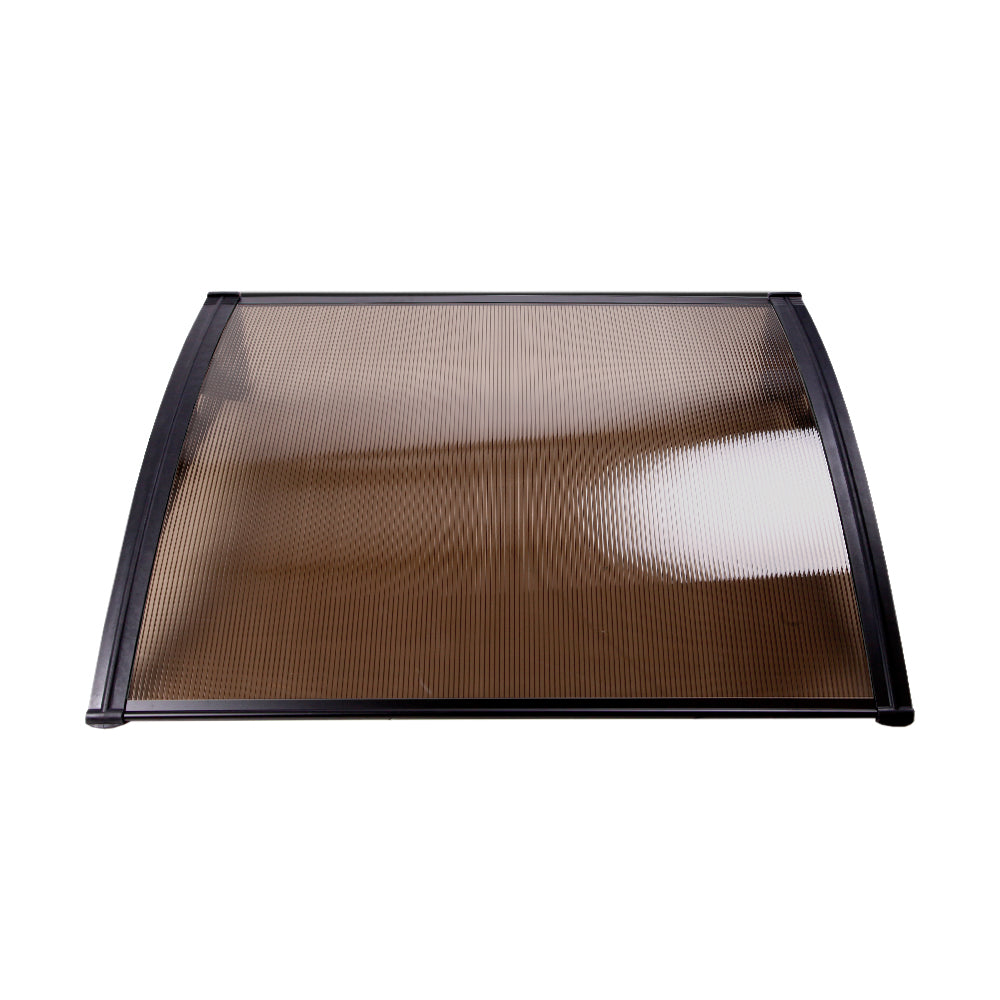 Instahut Window Door Awning Canopy 1.5mx4m Brown Sheet Black Plastic Frame - SILBERSHELL