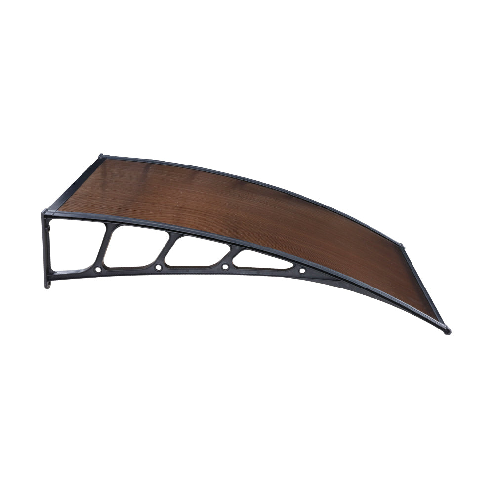 Instahut Window Door Awning Canopy 1.5mx4m Brown Sheet Black Plastic Frame - SILBERSHELL