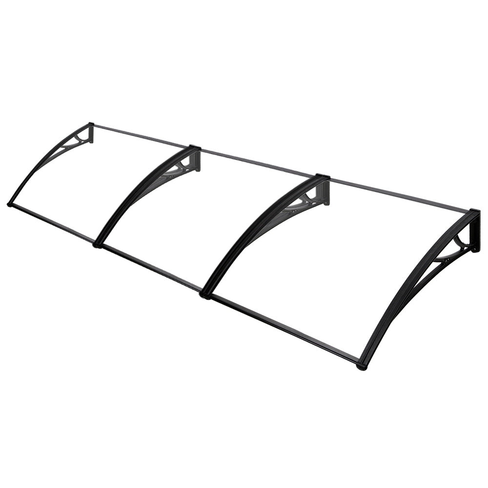 Instahut Window Door Awning Canopy 1mx3m Transparent Solid Sheet Plastic Frame - SILBERSHELL