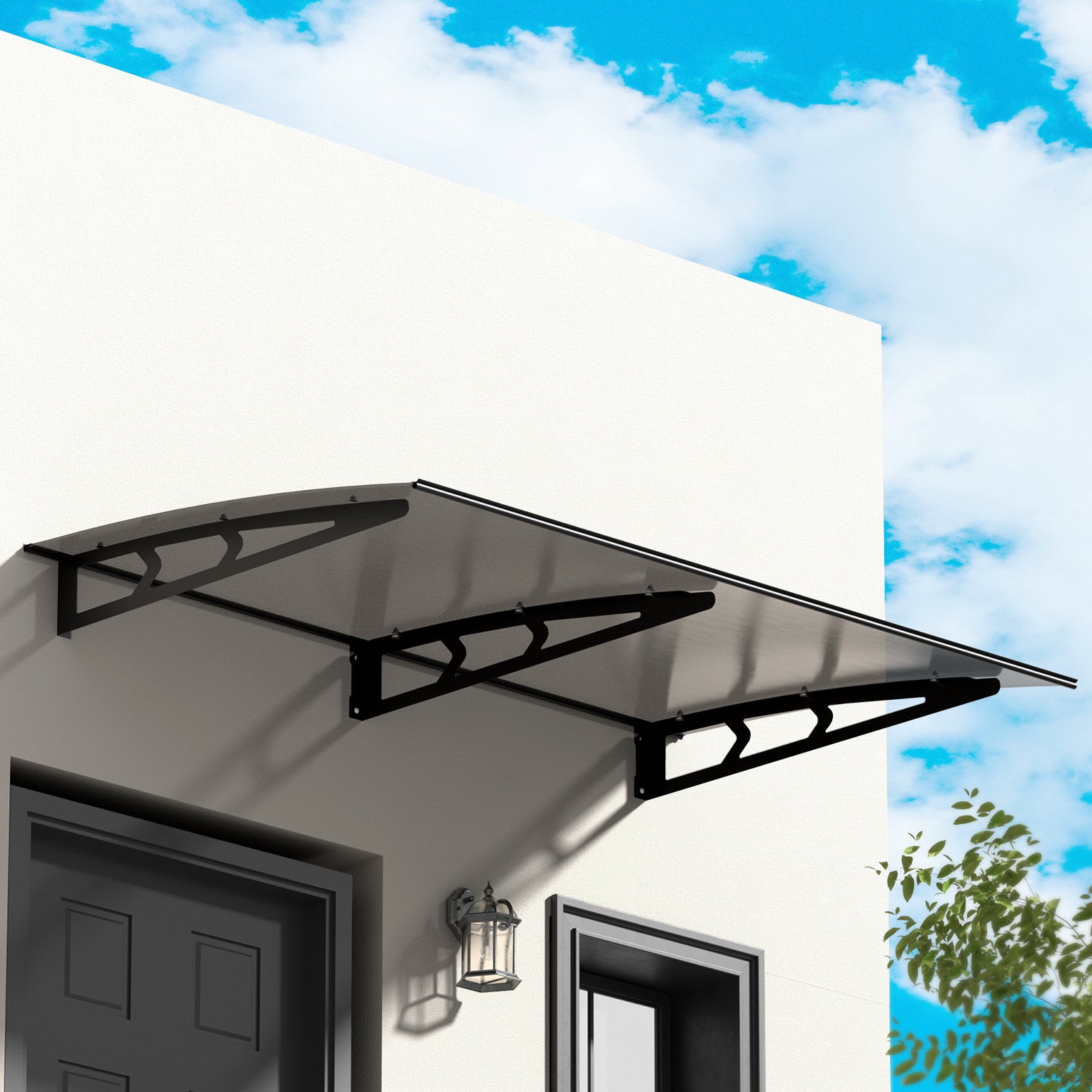 Instahut Window Door Awning Canopy 1mx2m Grey Solid Sheet Metal Frame - SILBERSHELL