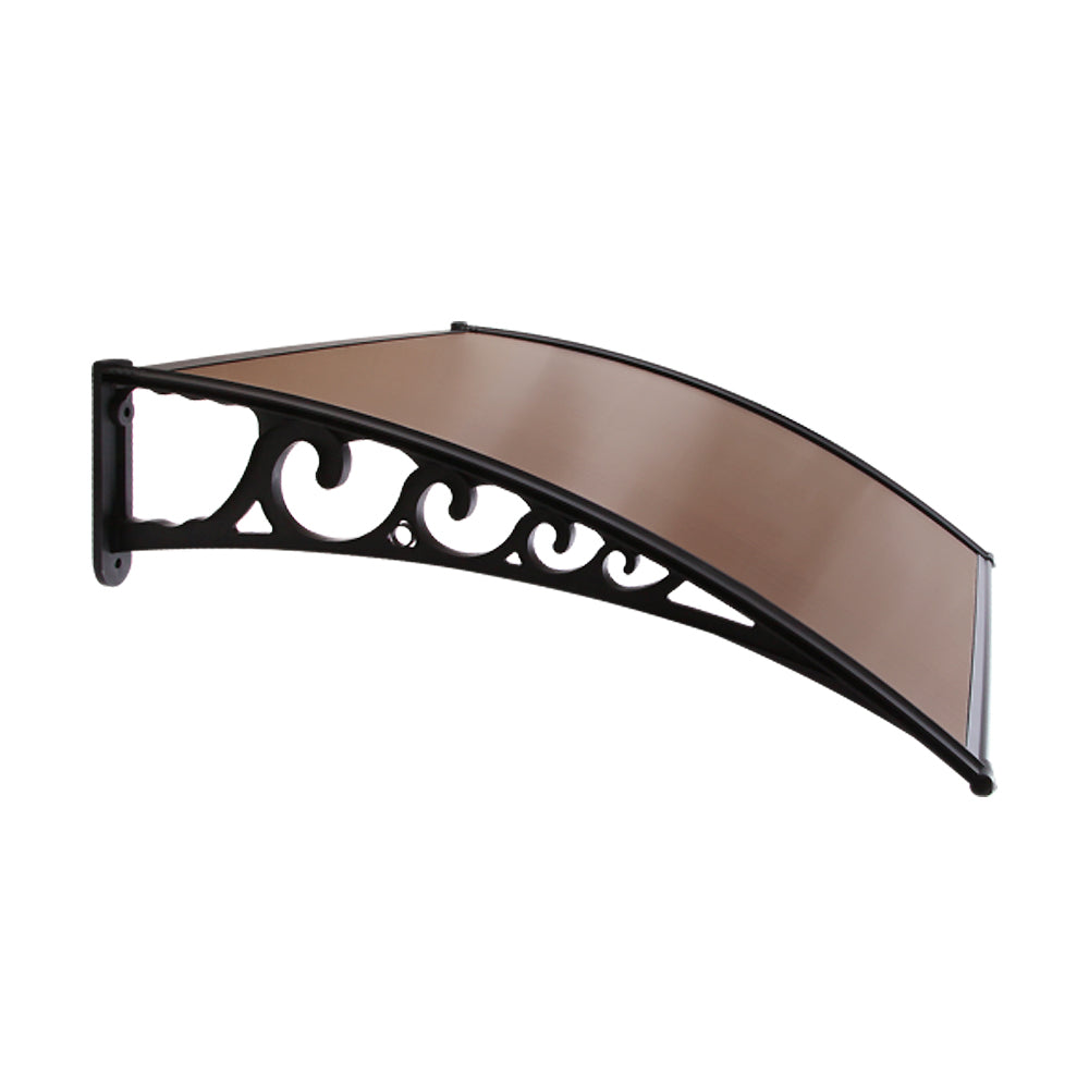 Instahut Window Door Awning? 1mx1m Brown Hollow Sheet Plastic Frame - SILBERSHELL