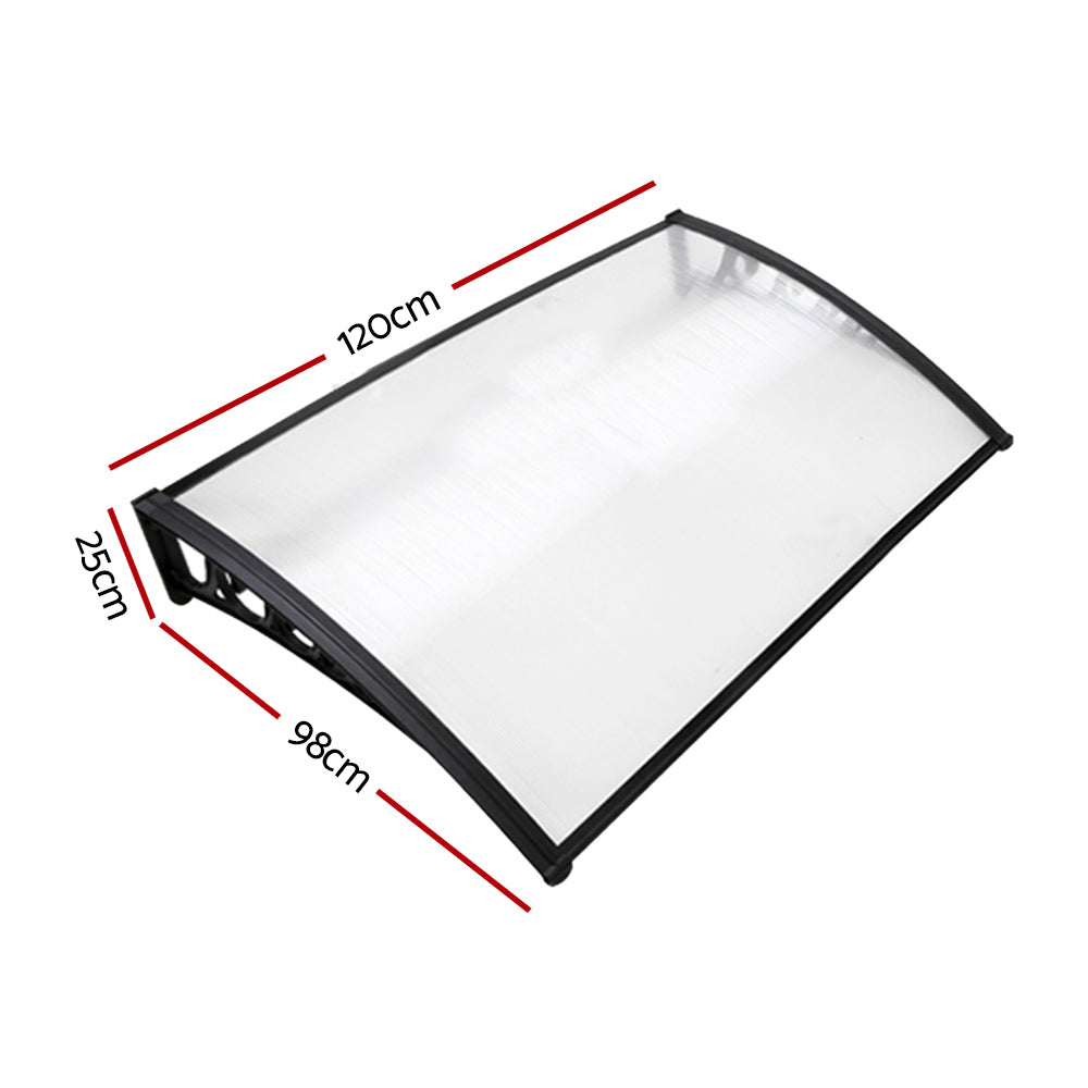 Instahut Window Door Awning 1mx1.2m Transparent Hollow Sheet Plastic Frame - SILBERSHELL