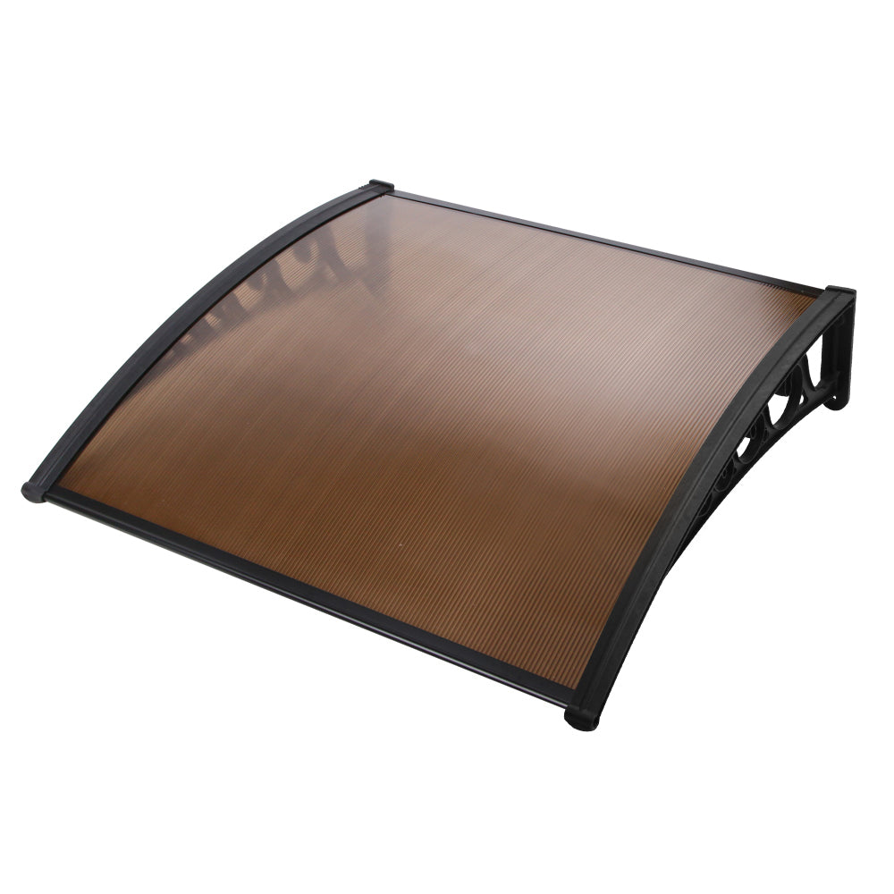 Instahut Window Door Awning 1mx1.2m Brown Hollow Sheet Plastic Frame - SILBERSHELL