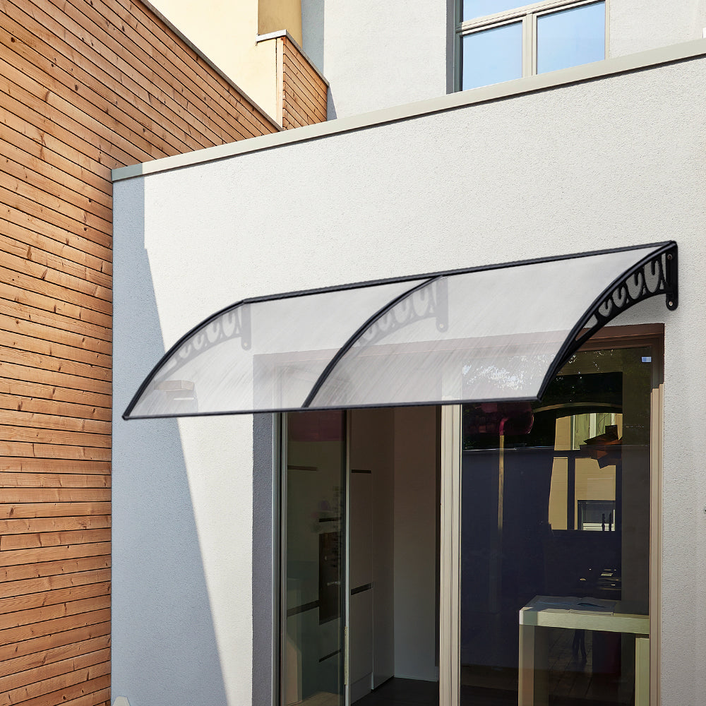 Instahut Window Door Awning 1mx2m Transparent Hollow Sheet Plastic Frame - SILBERSHELL