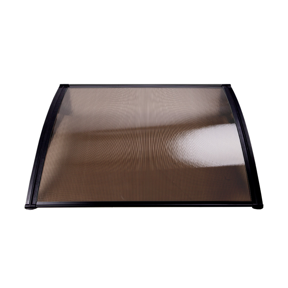 Instahut Window Door Awning 1mx2m Brown Hollow Sheet Plastic Frame - SILBERSHELL