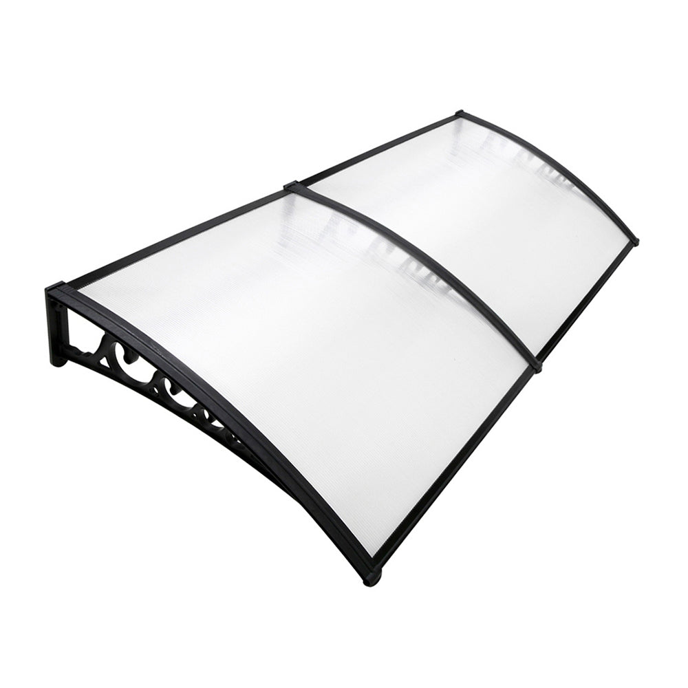 Instahut Window Door Awning 1mx2.4m Transparent Hollow Sheet Plastic Frame - SILBERSHELL