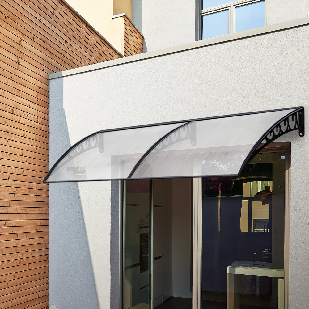 Instahut Window Door Awning 1mx2.4m Transparent Hollow Sheet Plastic Frame - SILBERSHELL