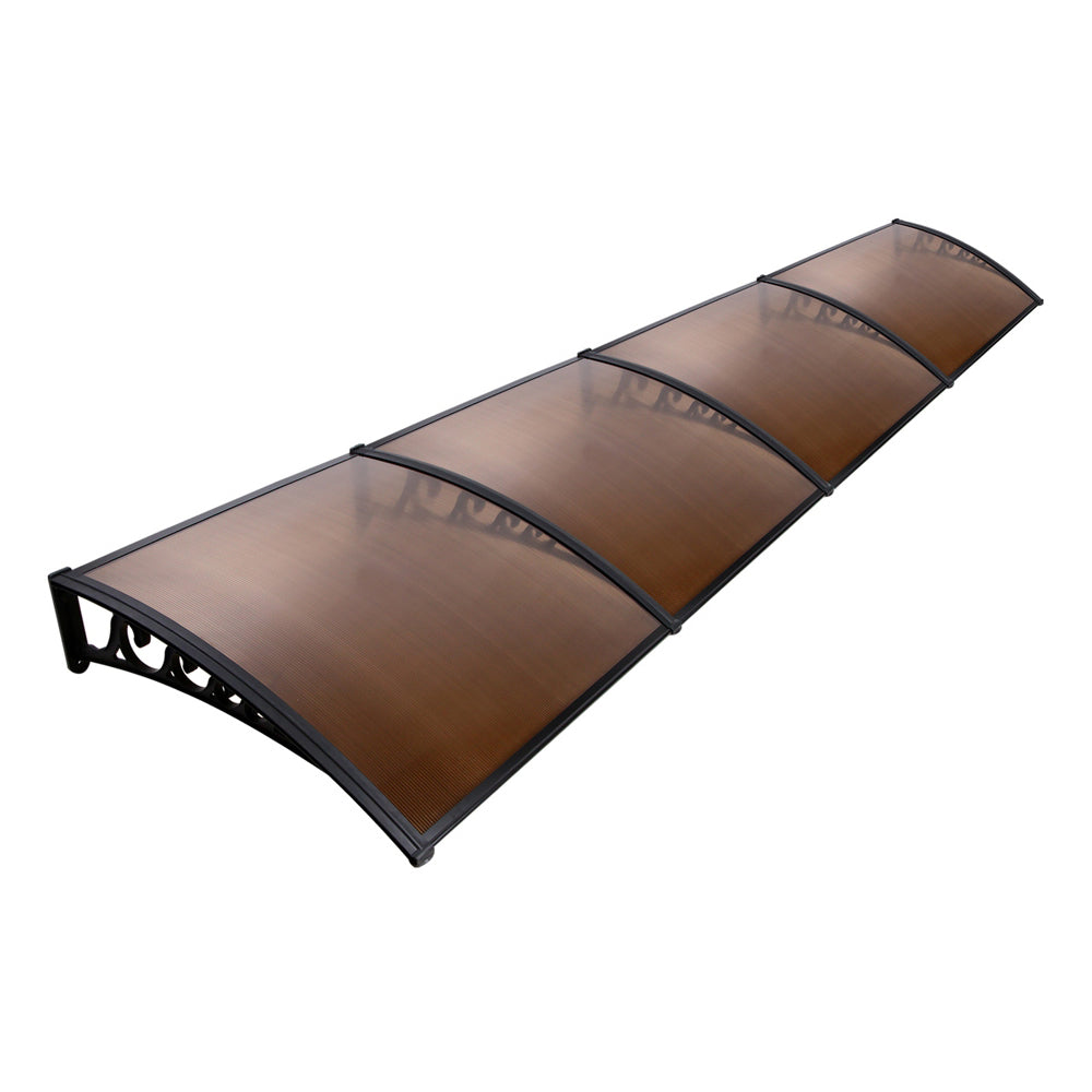 Instahut Window Door Awning 1mx4m Brown Hollow Sheet Plastic Frame - SILBERSHELL