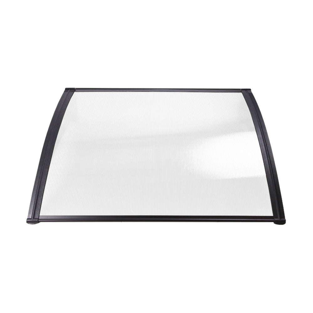Instahut Window Door Awning Canopy 1mx2m Transparent Sheet Black Plastic Frame - SILBERSHELL