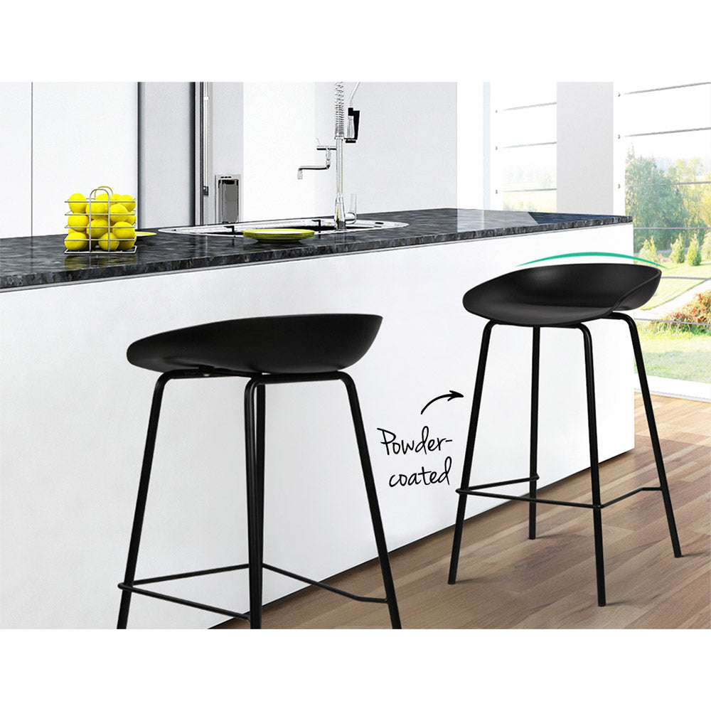 Artiss Set of 2 Metal Bar Stools - Black - SILBERSHELL