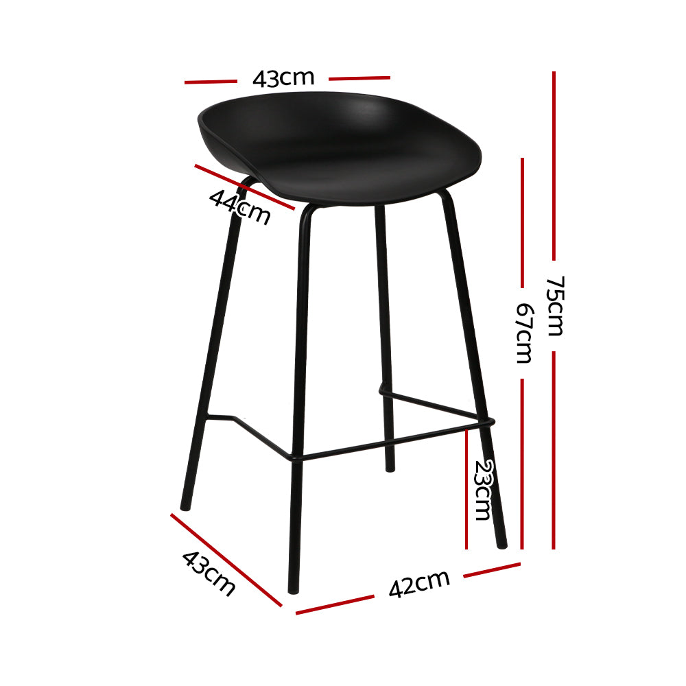 Artiss Set of 4 Metal Bar Stools - Black - SILBERSHELL