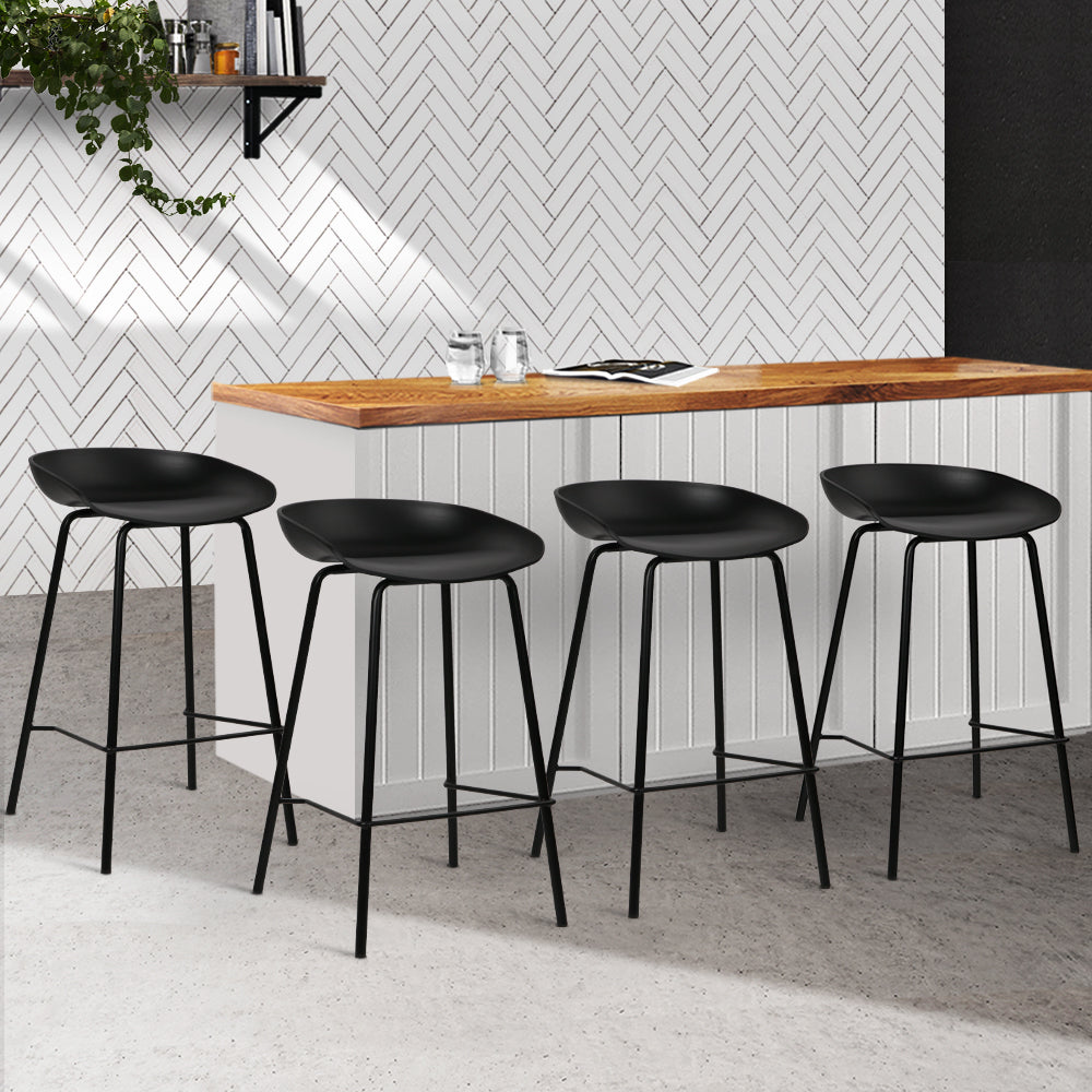 Artiss Set of 4 Metal Bar Stools - Black - SILBERSHELL