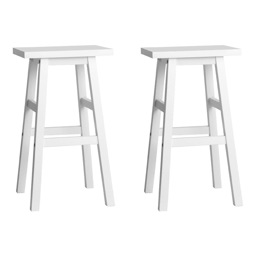 Artiss Set of 2 Beech Wood Bar Stools - White - SILBERSHELL