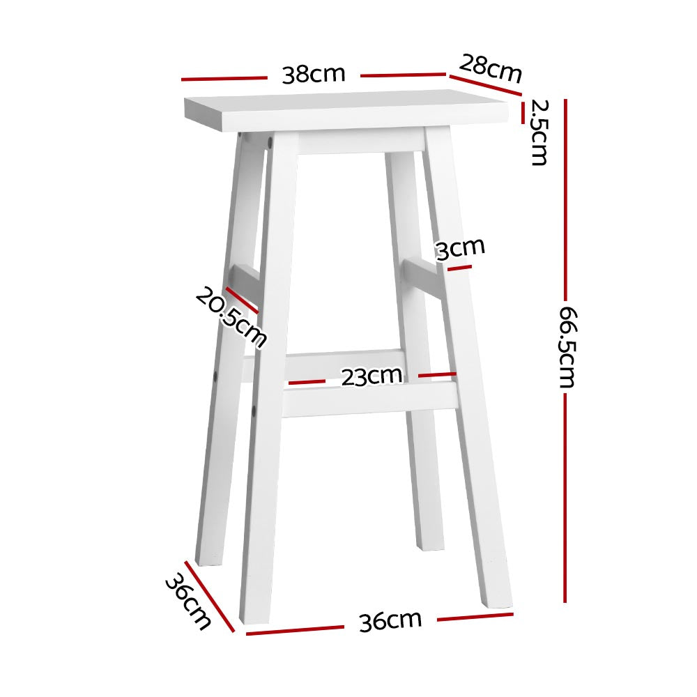 Artiss Set of 2 Beech Wood Bar Stools - White - SILBERSHELL