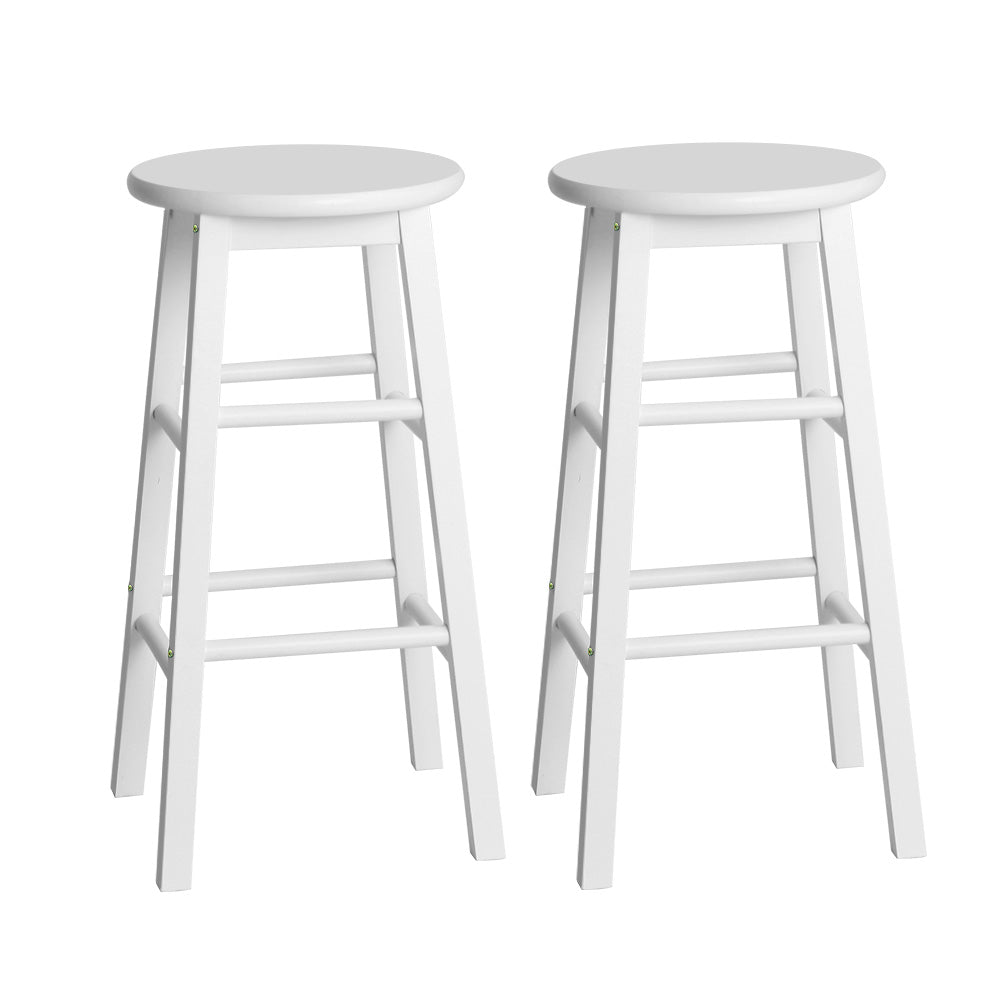 Artiss Set of 2 Beech Wood Backless Bar Stools - White - SILBERSHELL