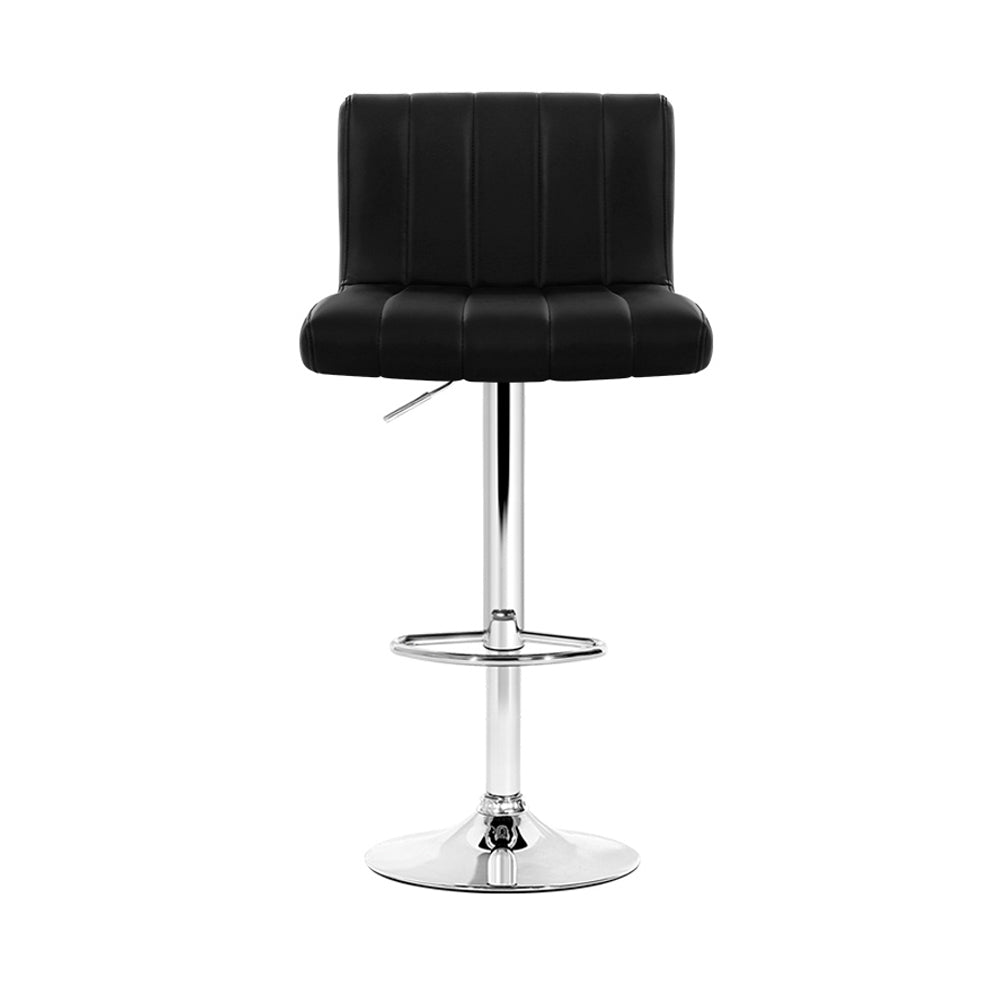 Artiss Set of 4 Line Style PU Leather Bar Stools - Black - SILBERSHELL