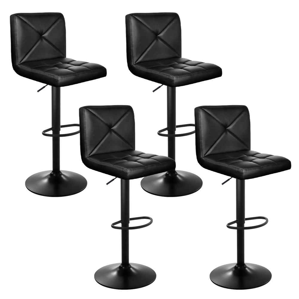 Artiss Set of 4 Bar Stools PU Leather Criss Cross Style - Black - SILBERSHELL