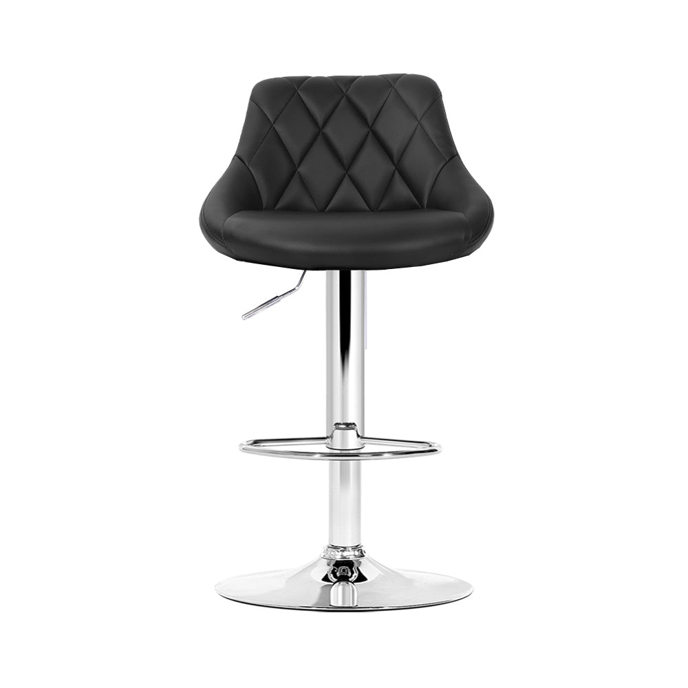 Artiss Set of 4 Bar Stools PU Leather Diamond Style - Black - SILBERSHELL