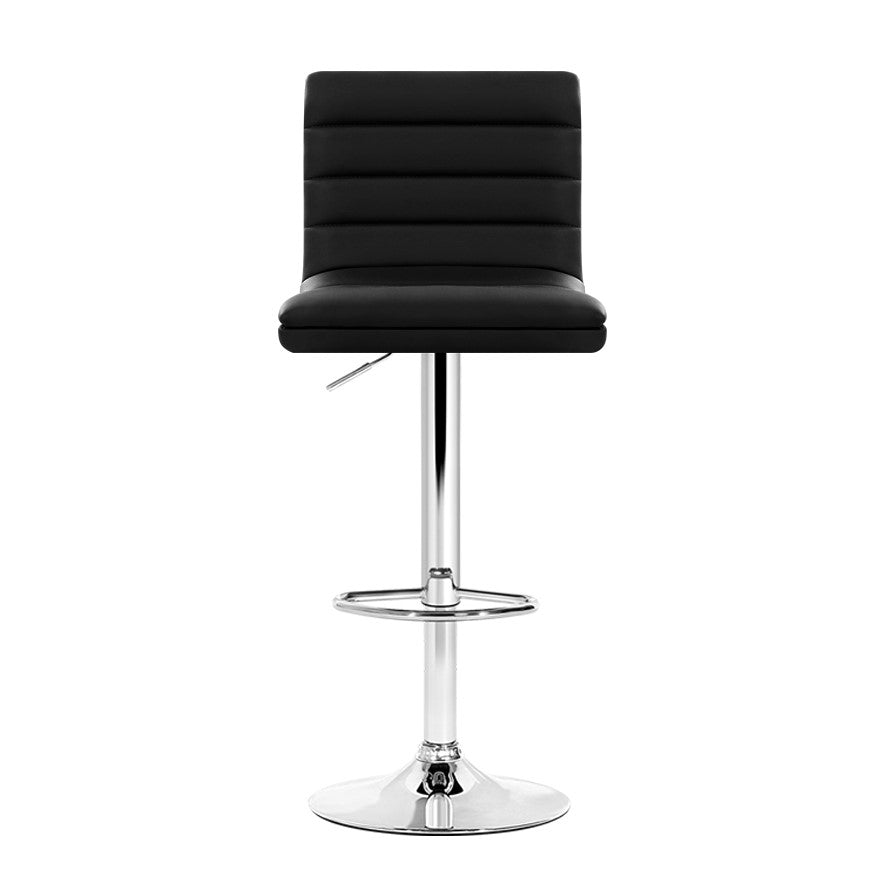 Artiss Set of 4 PU Leather Lined Pattern Bar Stools- Black and Chrome - SILBERSHELL