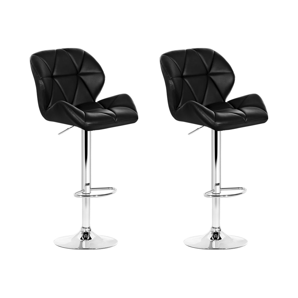 Artiss Set of 2 Kitchen Bar Stools - Black and Chrome - SILBERSHELL