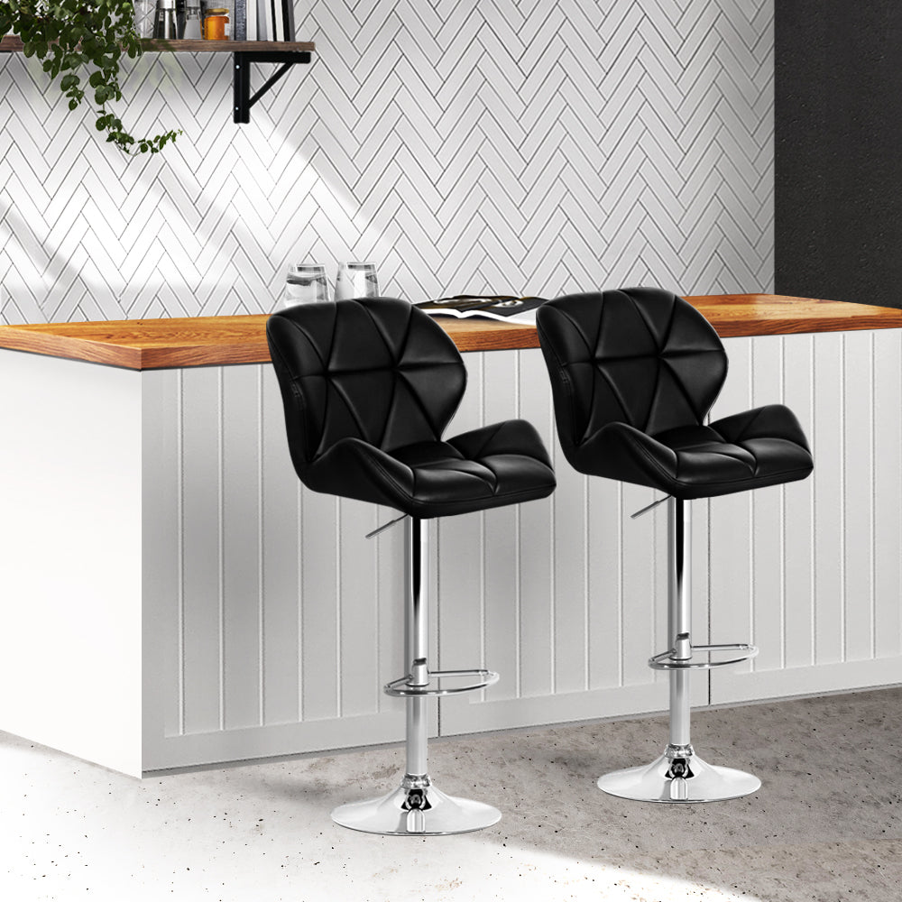 Artiss Set of 2 Kitchen Bar Stools - Black and Chrome - SILBERSHELL