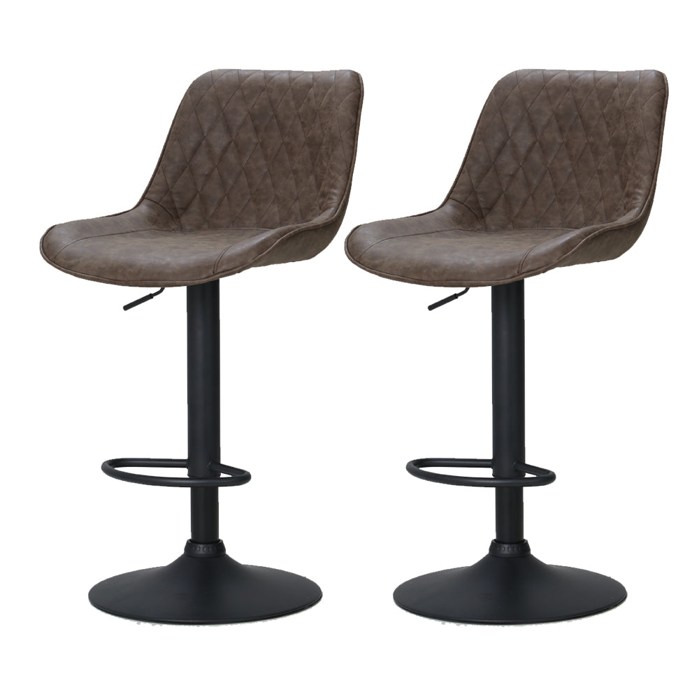 Artiss Set of 2 Bar Stools Kitchen Stool Chairs Metal Barstool Dining Chair Brown Rushal - SILBERSHELL