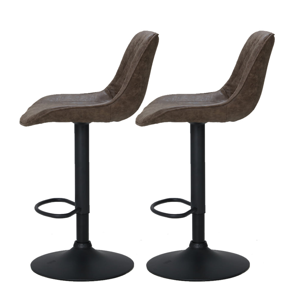 Artiss Set of 2 Bar Stools Kitchen Stool Chairs Metal Barstool Dining Chair Brown Rushal - SILBERSHELL