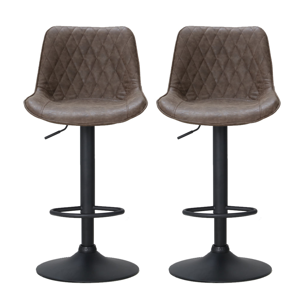 Artiss Set of 2 Bar Stools Kitchen Stool Chairs Metal Barstool Dining Chair Brown Rushal - SILBERSHELL