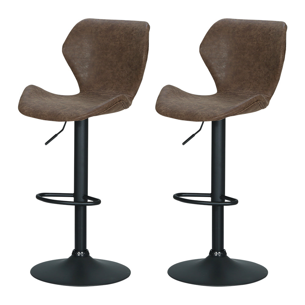 Artiss Set of 2 Bar Stools Kitchen Stool Chairs Metal Barstool Swivel Brown Frawley - SILBERSHELL