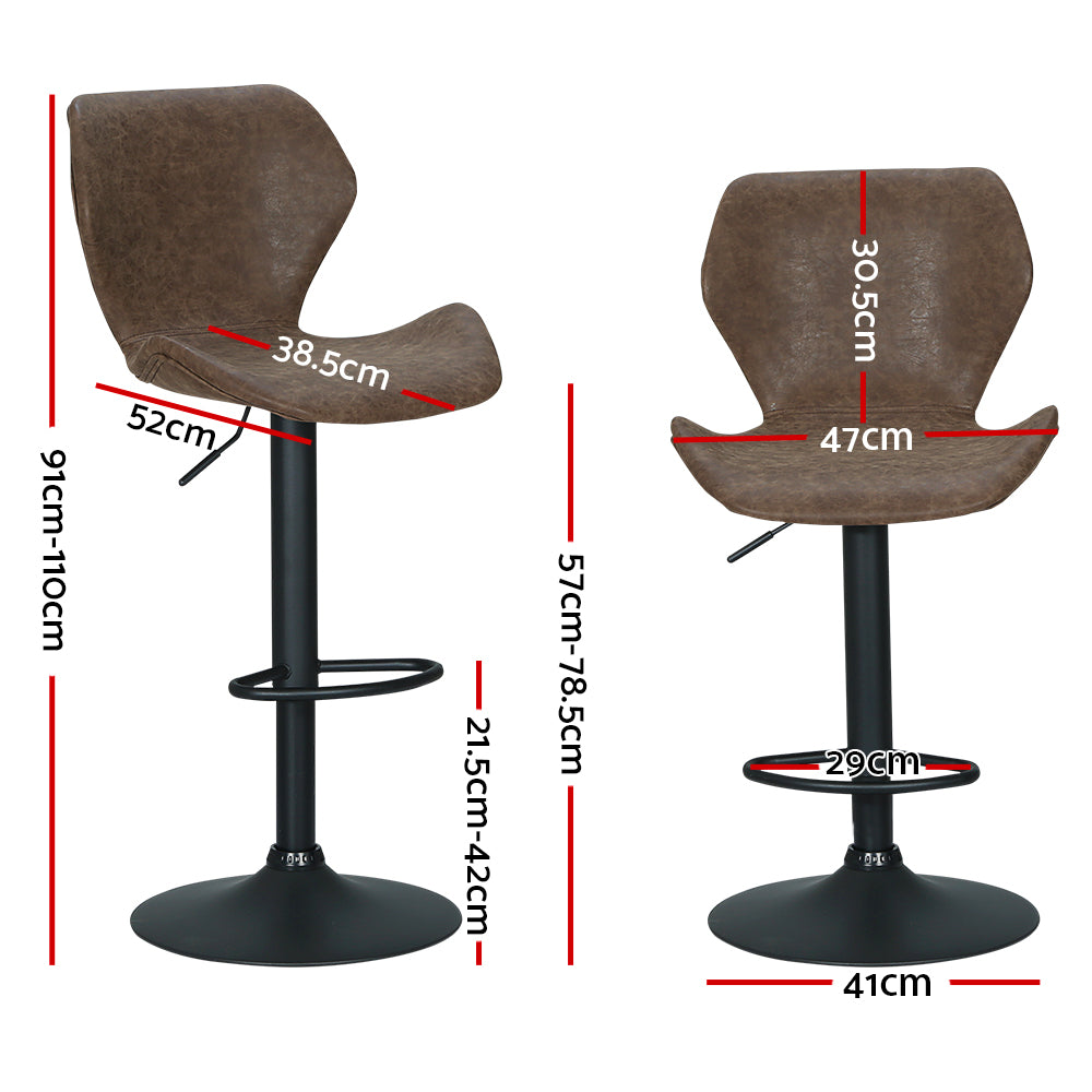 Artiss Set of 2 Bar Stools Kitchen Stool Chairs Metal Barstool Swivel Brown Frawley - SILBERSHELL