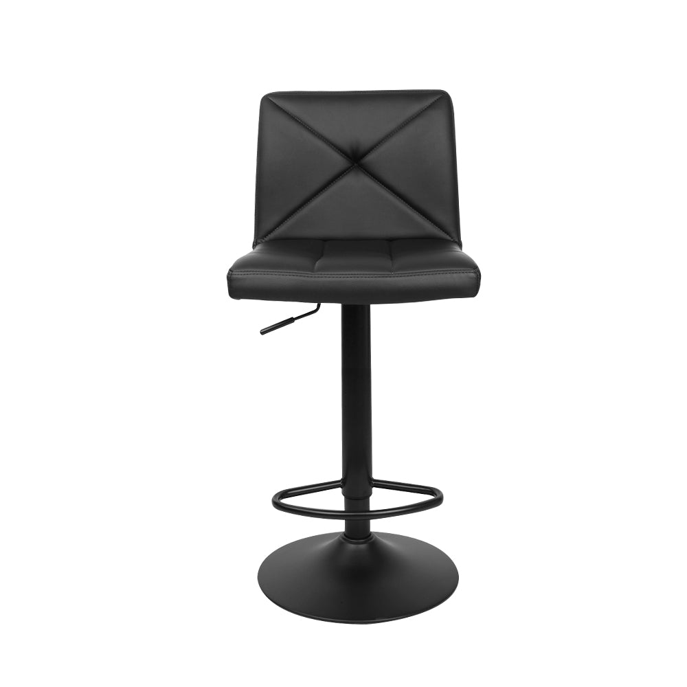 Artiss Set of 2 PU Leather Gas Lift Bar Stools - Black - SILBERSHELL