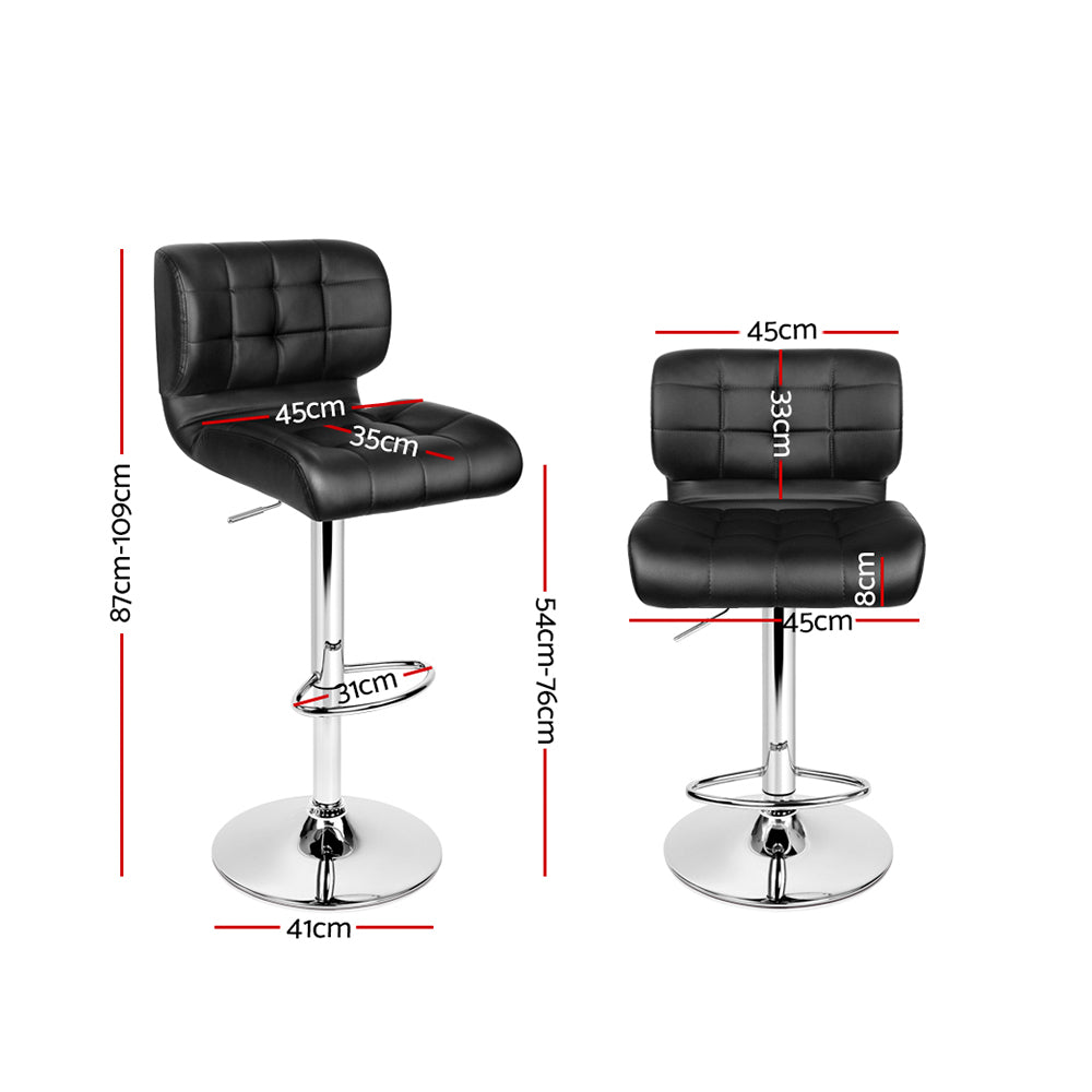 Artiss Set of 4 PU Leather Gas Lift Bar Stools - Black and Chrome - SILBERSHELL