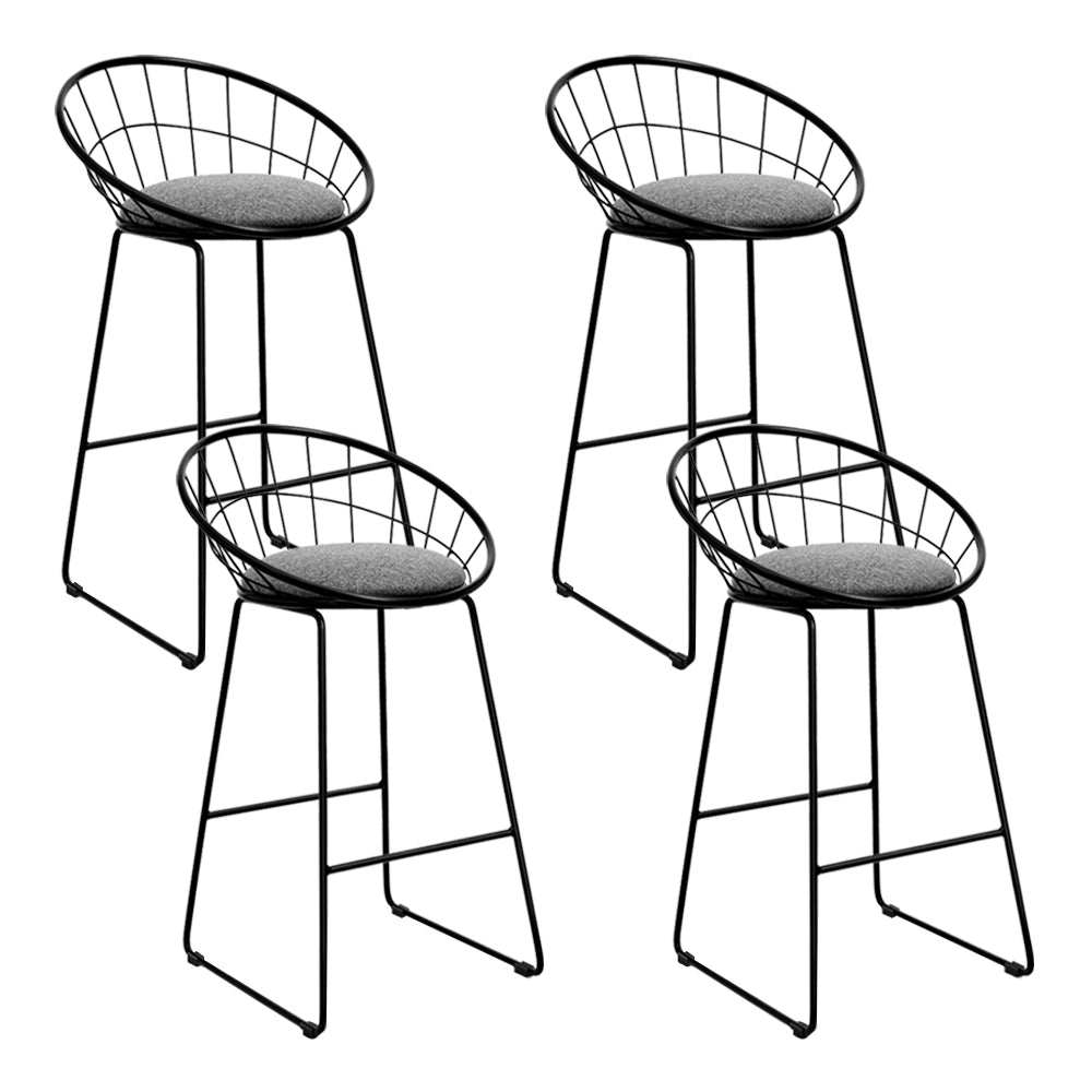 Artiss Set of 4 Bar Stools Steel Fabric - Grey and Black - SILBERSHELL