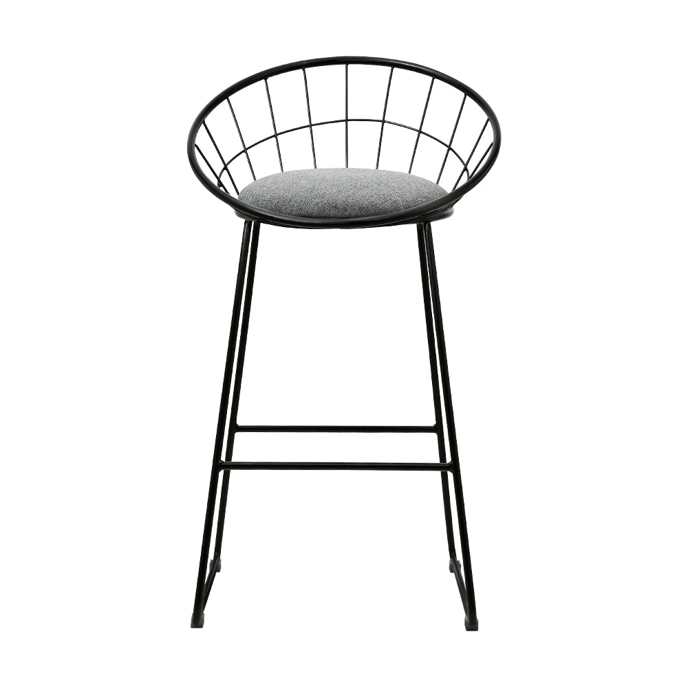 Artiss Set of 4 Bar Stools Steel Fabric - Grey and Black - SILBERSHELL