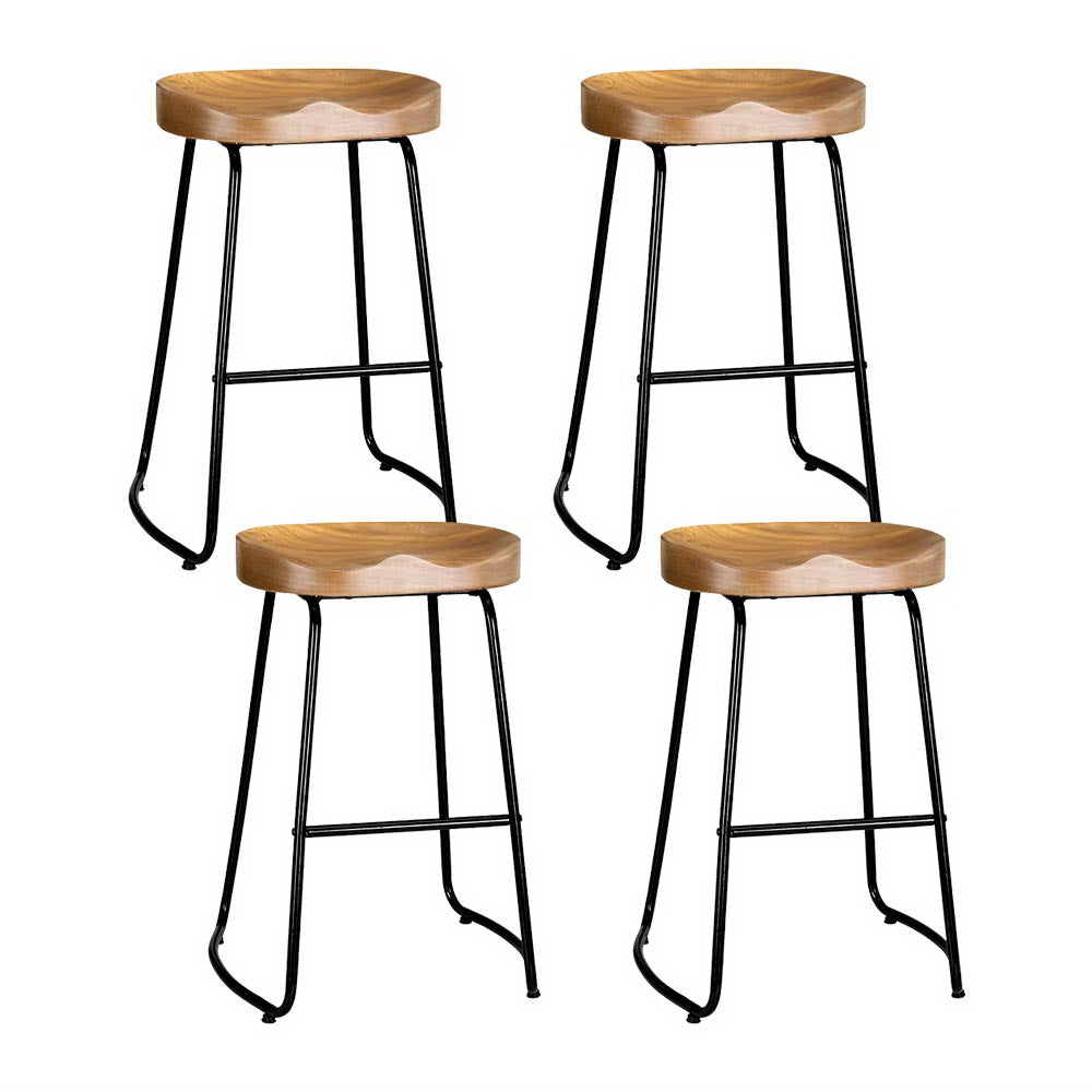 Artiss 4x Bar Stools Tractor Seat 65cm Wooden - SILBERSHELL