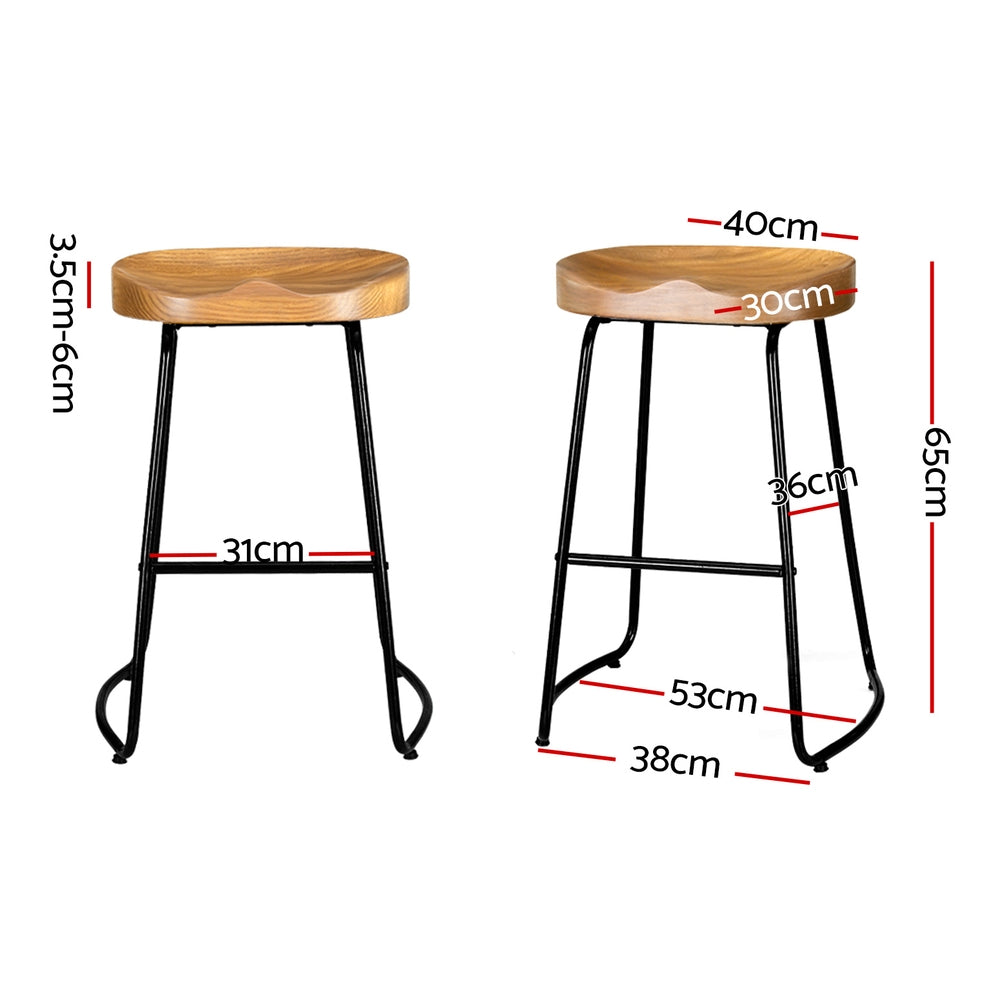 Artiss 4x Bar Stools Tractor Seat 65cm Wooden - SILBERSHELL