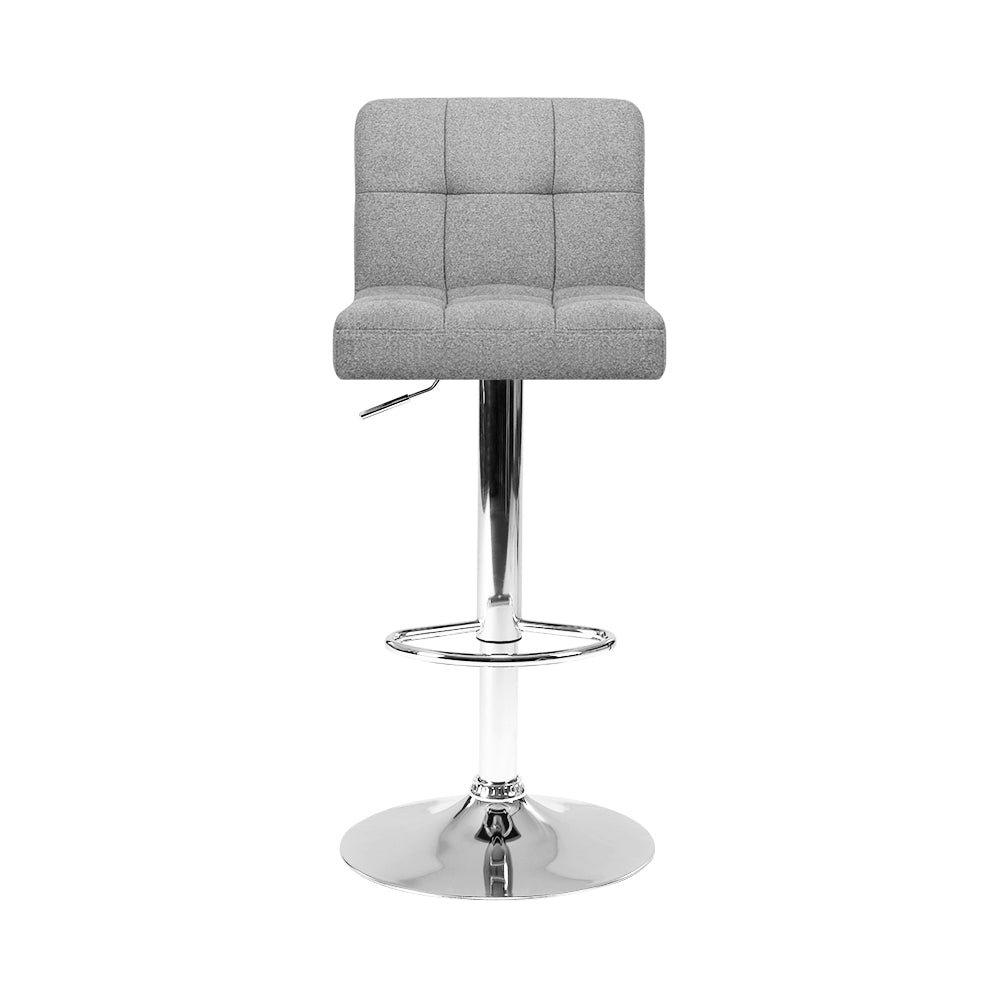 Artiss Set of 4 Fabric Swivel Bar Stools - Grey - SILBERSHELL