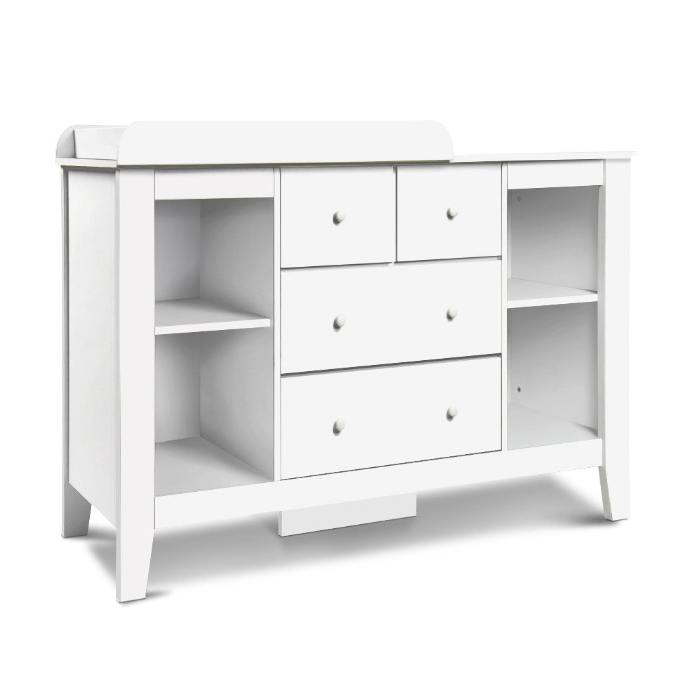 Keezi Baby Change Table Tall boy Drawers Dresser Chest Storage Cabinet White - SILBERSHELL