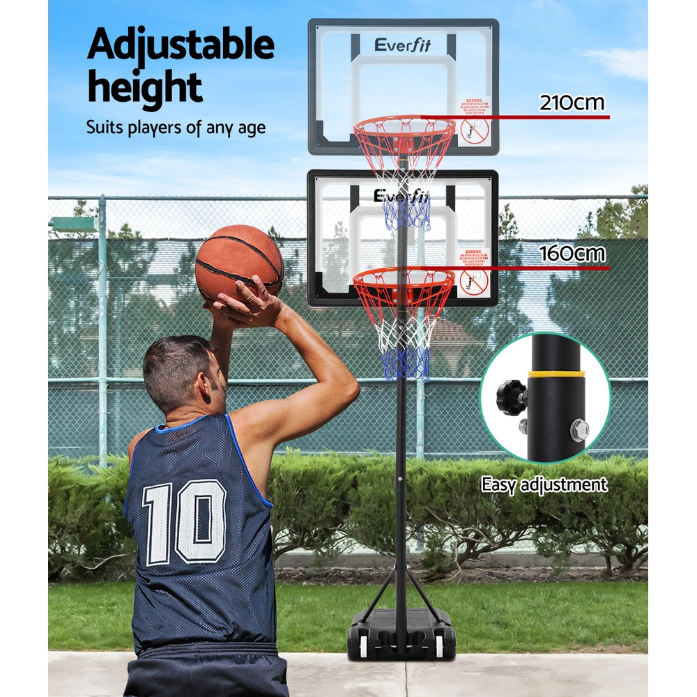 Everfit Adjustable Portable Basketball Stand Hoop System Rim - SILBERSHELL