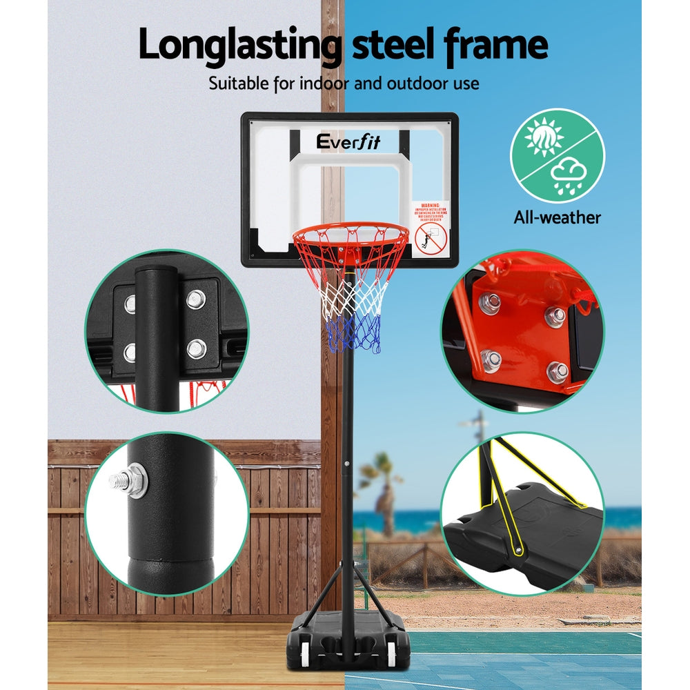 Everfit Adjustable Portable Basketball Stand Hoop System Rim - SILBERSHELL