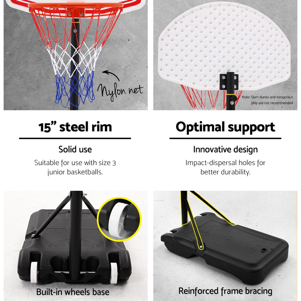 Pro Portable Basketball Stand System Hoop Height Adjustable Net Ring - SILBERSHELL