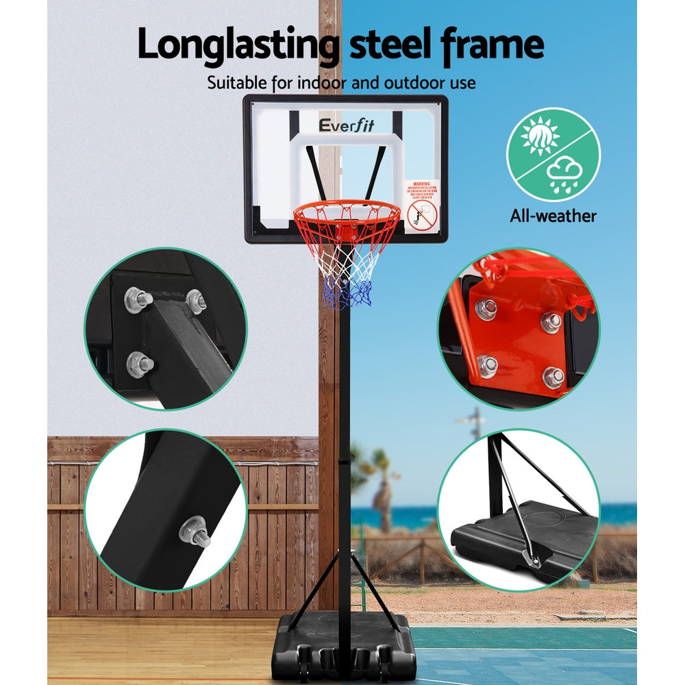 Everfit Adjustable Portable Basketball Stand Hoop System Rim - SILBERSHELL