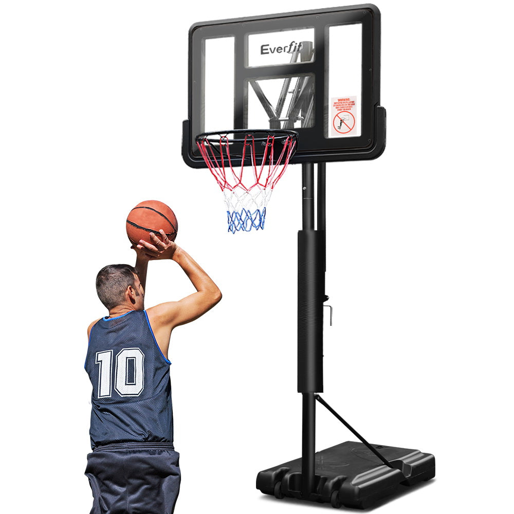Everfit 3.05M Basketball Hoop Stand System Ring Portable Net Height Adjustable Black - SILBERSHELL