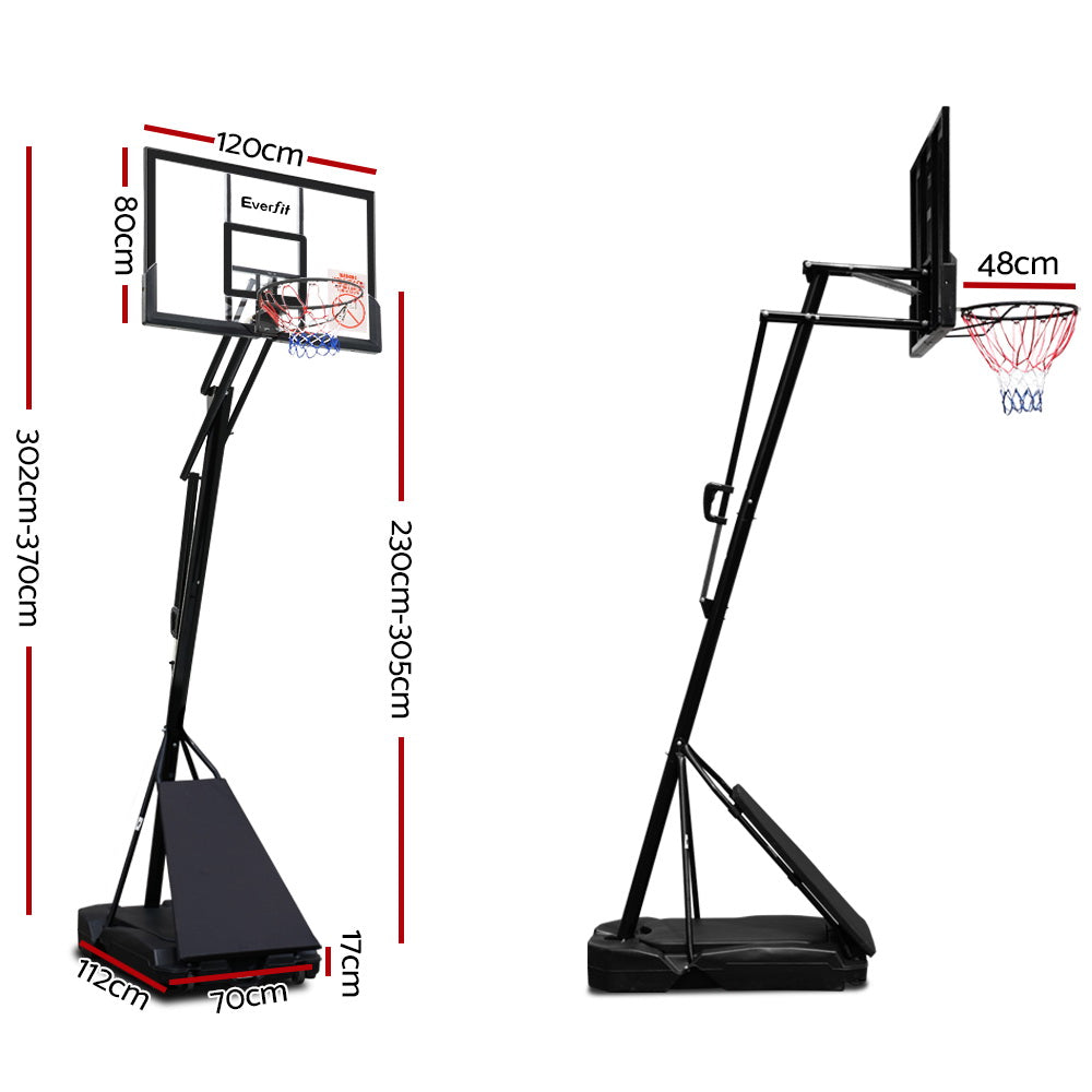 Everfit Pro Portable Basketball Stand System Ring Hoop Net Height Adjustable 3.05M - SILBERSHELL