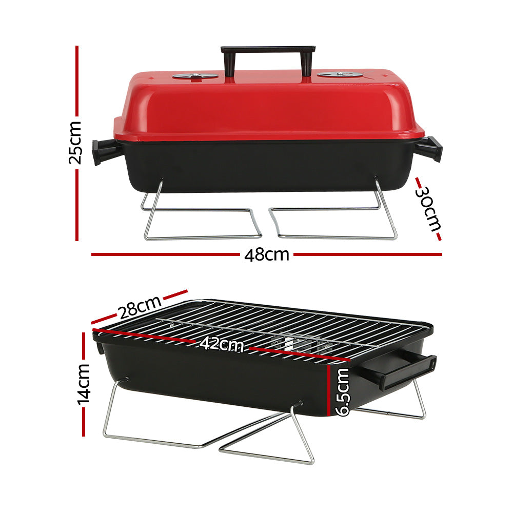 Grillz Charcoal BBQ Portable Grill Camping Barbecue Outdoor Cooking Smoker - SILBERSHELL
