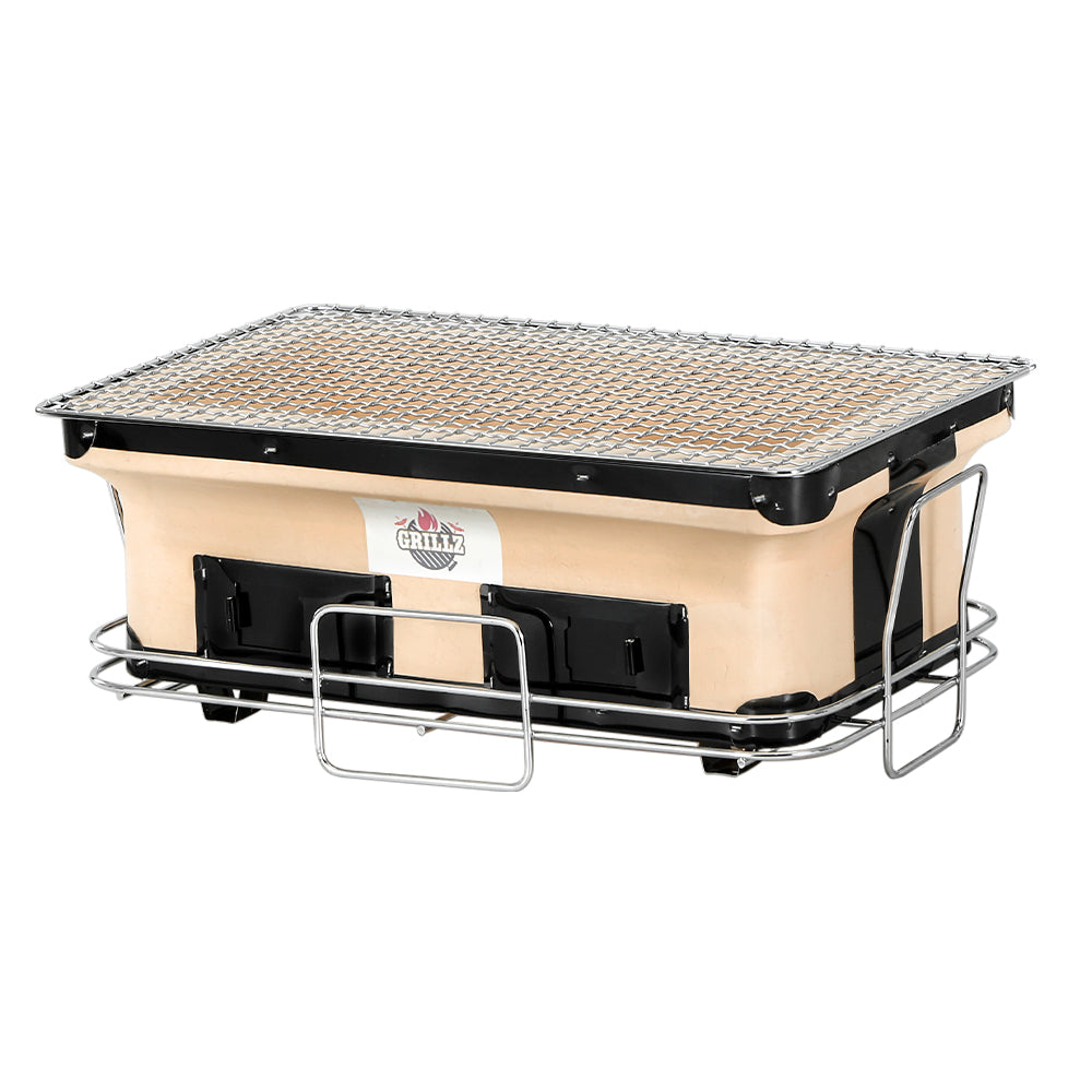 Grillz Ceramic BBQ Grill Smoker Hibachi Japanese Tabletop Charcoal Barbecue - SILBERSHELL