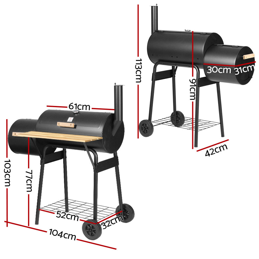 Grillz 2-in-1 Offset BBQ Smoker - Black - SILBERSHELL